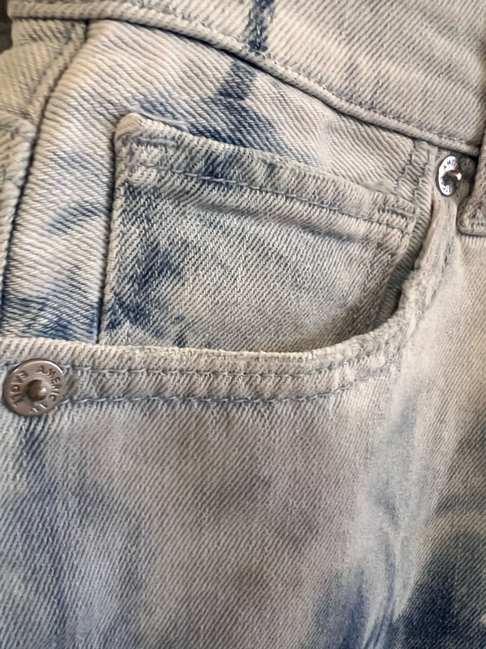 AMERICAN EAGLE Tie Dye Denim Shorts High Rise Cutoff Festival - Picture 14 of 15